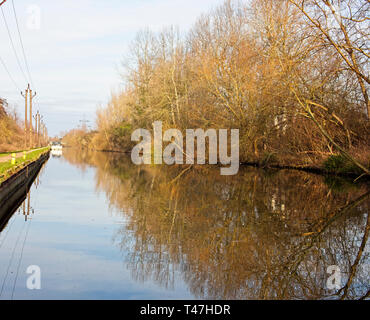 River Lee Navigation, Lee Valley Park, in der Nähe von Cheshunt, Hertford, England UK. Stockfoto