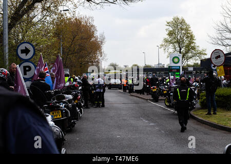 22000 Motorräder ritt durch London am 12. April 2019 die Verfolgung der Soldat F für Blutige Sonntag zu protestieren Stockfoto