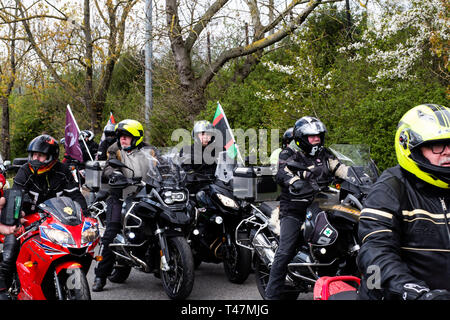 22000 Motorräder ritt durch London am 12. April 2019 die Verfolgung der Soldat F für Blutige Sonntag zu protestieren Stockfoto