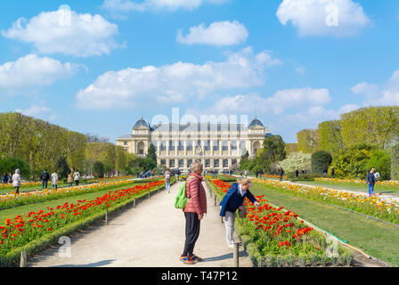 Grande Galerie de l'Evolution mit Menschen auf der Suche nach Blüten des Jardin des Plantes, Paris, Frankreich Stockfoto