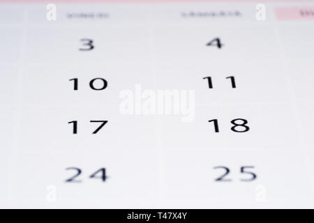 Zufallszahlen auf abstrakte Kalender Stockfoto