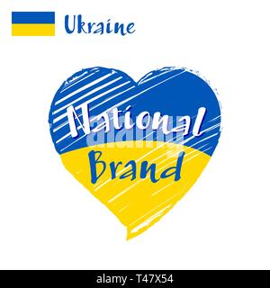 Vektor Flagge Herz der Ukraine, der nationalen Marke. Stock Vektor