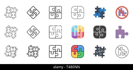 Satz von Puzzle Vector Icons. Auf weissem Hintergrund. Stock Vektor