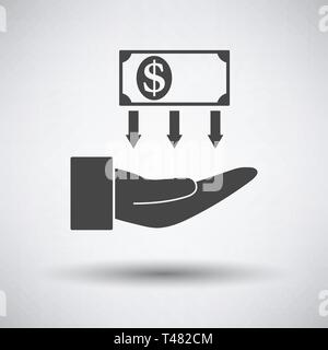 Zurück Investitionen Symbol auf grauem Hintergrund, runden Schatten. Vector Illustration. Stock Vektor