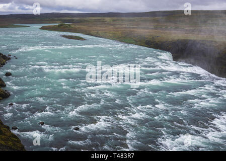 Hvita River in der Nähe von Gullfoss Wasserfall im Südwesten von Island Stockfoto