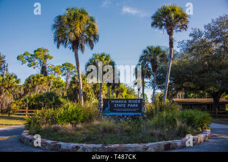 Eingangsschild für Myakka River State Park, Sarasota, FL Stockfoto