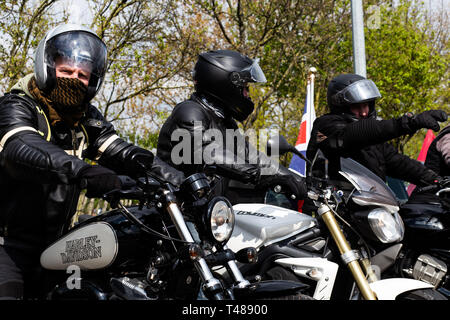 22000 Motorräder ritt durch London am 12. April 2019 die Verfolgung der Soldat F für Blutige Sonntag zu protestieren Stockfoto