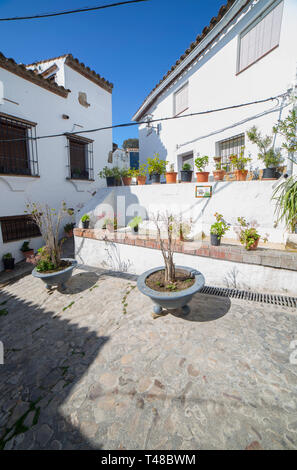 Fountain Square in Jimena de la Frontera. Den berühmten weißen Dorf in der Provinz Cadiz, Spanien Stockfoto