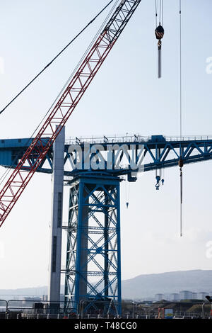 Kran detail Auf bau Baustelle heben Frachtcontainern Stockfoto