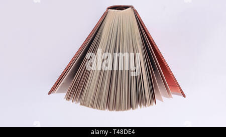 Offenes Buch auf einem hellen Hintergrund Stockfoto