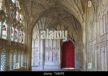 Der Kreuzgang an der Kathedrale von Gloucester, Gloucester, England Stockfoto