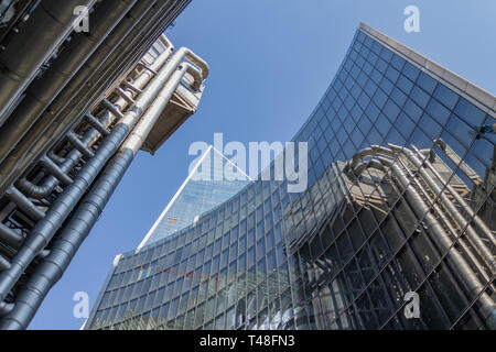 London, UK, September 02, 2018: Der Lloyd's Building in London's Financial District. Einer der wichtigsten fancy Wolkenkratzer in der City von London Stockfoto