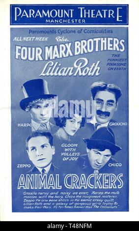 Die vier Brüder Groucho Marx Chico, Harpo Zeppo Lilian Roth ANIMAL CRACKERS 1930 Direktor Victor Heerman Schriftsteller George S. Kaufman Morrie Ryskind Bert Kalmar Harry Ruby Paramount Pictures Stockfoto