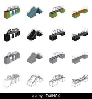 Brücke, modern, Fußgängerzone, Meer, montiert, Eisenbahn, montiert, Hängen, Eisenbahn, Beton, Spalten, Ufer, Fluss, Handläufe, Autobahn, Metall, Alte, Wasserfall, Spalte, Straße, Lange, Prop, Arch, Ufer, hängend, Bahn, Bau, Bahn, Kabel, Verbindung, entwerfen, konstruieren, side, Brückenbau, Architektur, Sehenswürdigkeiten, Struktur, Kreuzung, Sicht, Set, Vector, Icon, Illustration, isoliert, Sammlung, Element, Grafik, Vektor, Vektoren, Stock Vektor