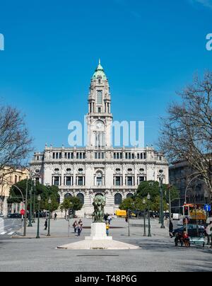 Rathaus, Camara Municipal do Porto, Aliados Avenue, Porto, Portugal Stockfoto