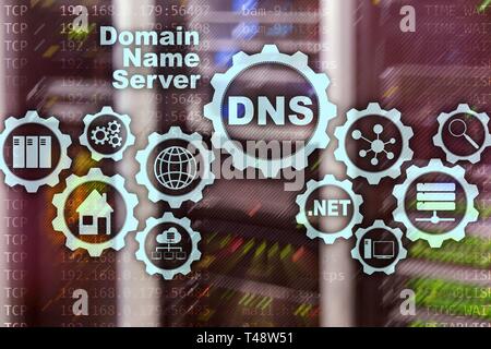 DNS. Domain Name System. Netzwerk Internet Kommunikation. Internet und digitale Technik Konzept. Stockfoto