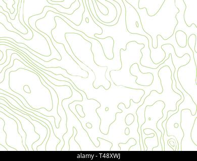 Grüne Linien topografische Karte auf einem weißen Hintergrund. Vector Illustration. Stock Vektor