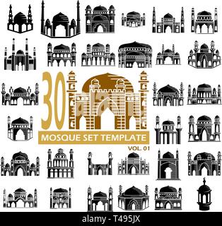 Moschee Symbol vektor Illustration design Vorlage festlegen Stock Vektor