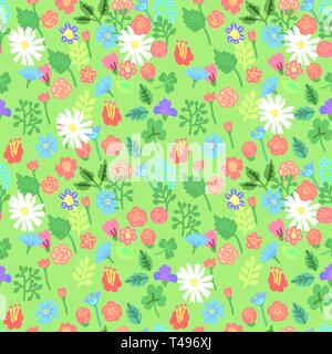 Einfache Blumen seamlessn Muster. Vector Illustration. Stock Vektor