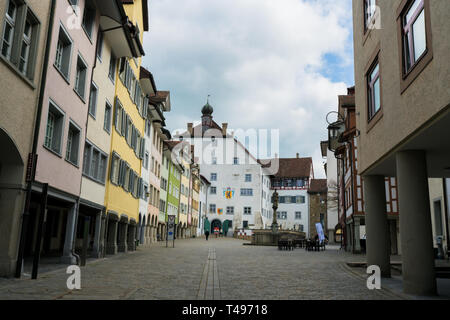 Wil, SG/Schweiz - April 8, 2019: Blick auf die historische Altstadt in der Schweizer Stadt Wil Stockfoto