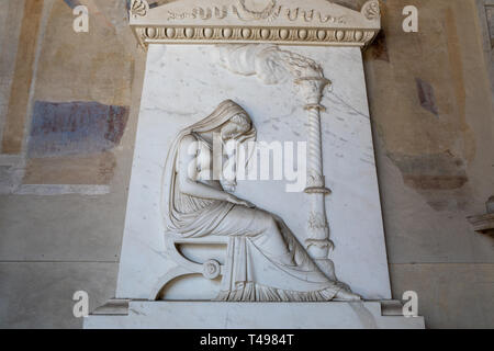 Pisa, Italien - 29. Juni 2018: Panoramablick auf Innere des Campo Santo, auch bekannt als Camposanto Monumentale (Monumentaler Friedhof), ist eine historische ed Stockfoto