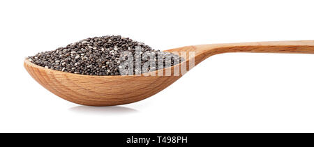 Chia Samen in Löffel aus Holz Stockfoto
