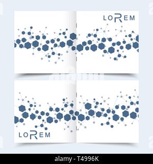 Wissenschaftliche Vorlagen square Broschüre, Zeitschrift, Broschüre, Flyer, Cover, Booklet, Jahresbericht. Wissenschaftliches Konzept für medizinische, Technologie, Chemie Stock Vektor