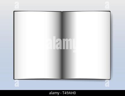 Leere weiße Seiten offenes Buch mit Schatten Stock Vektor