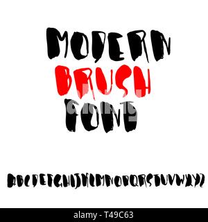 Hand gezeichnet Font durch trockene Pinselstriche gemacht. Grunge style Alphabet. Handgeschriebene Schrift. Vector Illustration. Stock Vektor