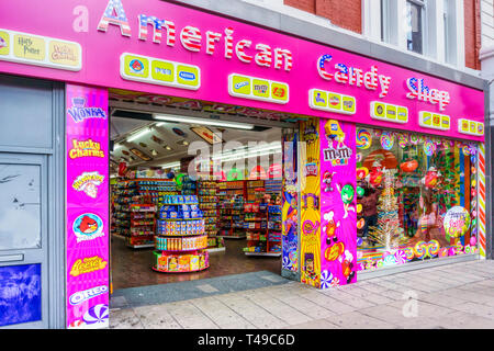 American Candy Shop in der Oxford Street verkauft amerikanische Spezialitäten in der Regel nicht einfach in Großbritannien zur Verfügung. Stockfoto