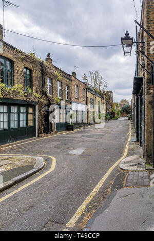 Doughty Mews ist Teil der Bloomsbury Conservation Area in Central London. Stockfoto