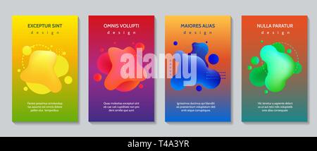 Farbe Gradienten formen Poster. Abstract Vector3d Swirl malen Formen vorlagen, bunte Flow gemalte Dekoration Hintergrund Poster Stock Vektor