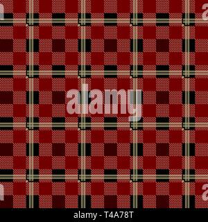 Buffalo plaid nahtlose Muster mit schwarzen Linien. Abwechselnd roten und schwarzen Quadrate Holzfäller Hintergrund. Vector Illustration.eps 10. Stock Vektor