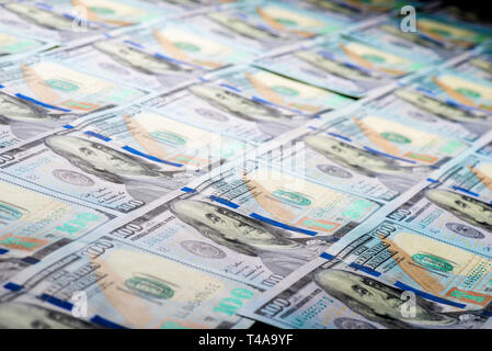 Makroaufnahme von Dollar Hintergrund Nahaufnahme Portrait von Franklin Stockfoto