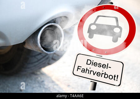 Diesel Fahrverbot Straßenschild in Deutschland Stockfoto