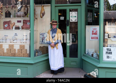 Das Lebensmittelgeschäft einkaufen in Blists Hill Victorian Stadt Ironbridge in Shropshire Stockfoto