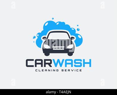 Carwash Logo auf weißem Hintergrund. Vektor Emblem für die Reinigung Dienstleistungen. Stock Vektor