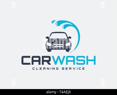 Carwash Logo auf weißem Hintergrund. Vektor Emblem für Auto waschen. Stock Vektor