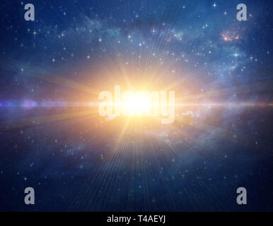 Stellare Explosion scheint in Deep Space, Cosmic star Blast im Universum. Hohe Auflösung galaxy Hintergrund. Stockfoto