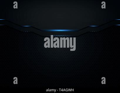 Abstrakte schwarz moderne Technik Vorlage mit blauem Licht glitzert. Sie können für Business Template für Präsentation, ad, Poster, Artwork verwenden. Lllustrat Stock Vektor