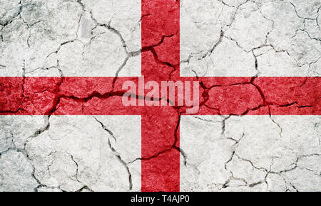 England Flagge auf trockener Erde Boden Textur Hintergrund Stockfoto