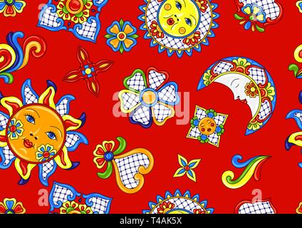 Mexikanische Muster mit niedlichen naive Kunst. Stock Vektor