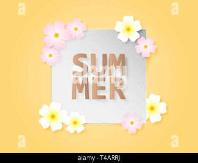 Kreative Abbildung Sommer banner Hintergrund mit einem bunten plumeria Flower. Sommer Design für Broschüre, Web Banner, Flyer, Einladung, post Stock Vektor