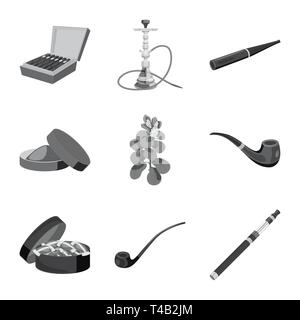 Zigarre, Hookah, Schnupftabak, Blätter, Rohr, Kauen, elektronische, Box, Shisha, Mundstück, Lieferung, Blatt, retro, Sucht-, Filter-, Schaden-, Behälter-, Anlagen-, Classic, schädlich, Vaporizer, Verpackung, Kapazität, Genuss, Risiko, schlechte, alternative, Papier, Gesundheit, Nikotin, Rauchen, Statistiken, verweigern, Stop, anti, Gewohnheit, Zigaretten, Tabak, Set, Vector, Icon, Illustration, isoliert, Sammlung, Design, Element-, Grafik-, Zeichen-, Mono-, Vektor, Vektoren, grau Stock Vektor