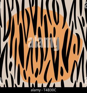 Tiger Drucken nahtlose Muster Räuberischen afrikanischen Stil Stock Vektor