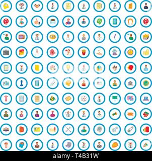 100 Team Gebäude Icons set, cartoon-Stil Stock Vektor