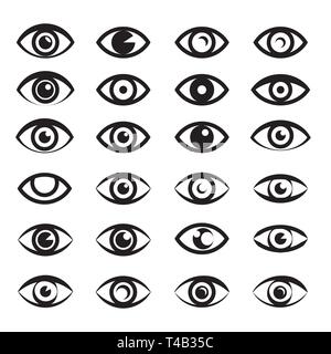 Augen icon Sammlung eingestellt. Aussehen und Vision Symbole. Vektor- und Abbildung Stock Vektor