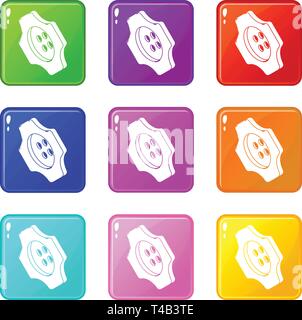 Zahnrad Kleidung Button Icons Set 9 Colour Collection Stock Vektor