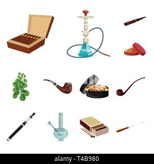 Vektor Design von Zigaretten und Tabak unterzeichnen. Sammlung von Zigaretten- und Nikotin vektor Illustration. Stock Vektor