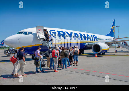 Ryan Air, Flugzeug, Internationaler Flughafen, Lissabon, Portugal Stockfoto